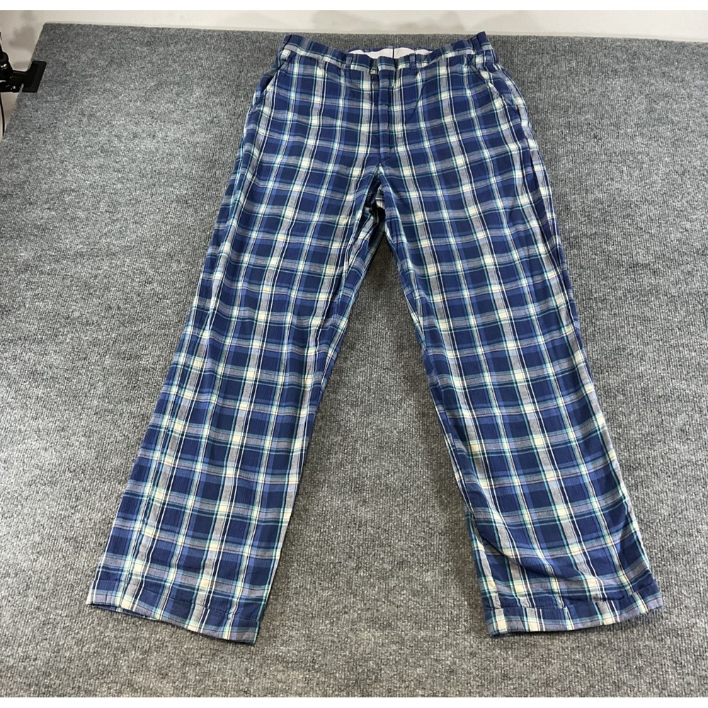 Brooks Brothers Pajama Pants Mens 32x30 Blue Plaid Lounge Sleepwear Cotton Casua